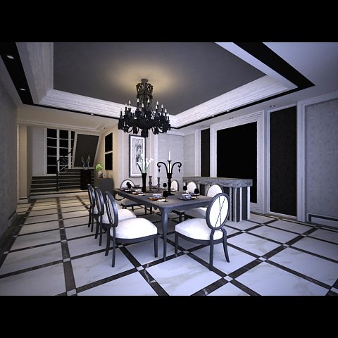 photorealistic dining room 0003 3D मॉडल .c4d .max .obj .3ds .fbx .stl .blend 