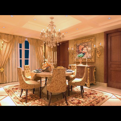 photorealistic dining room 0004 3D Model .c4d .max .obj .3ds .fbx .stl .blend 