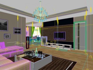 photorealistic living  dining room 0053 3D-Modell
