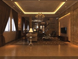 photorealistic living  dining room 0054 3D Model