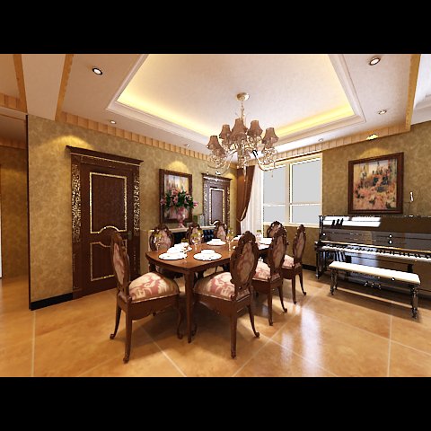 photorealistic dining room 0005 3D Модель .c4d .max .obj .3ds .fbx .stl .blend 