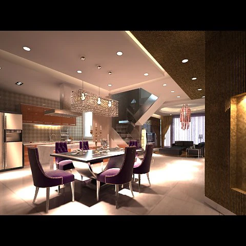 photorealistic dining room 0011 3D Model .c4d .max .obj .3ds .fbx .stl .blend 