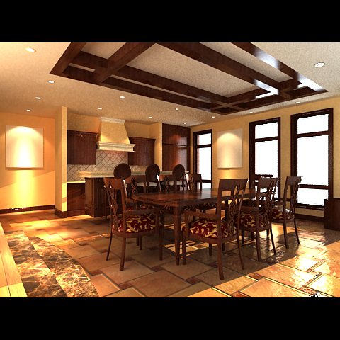 photorealistic dining room 0014 3D-Modell .c4d .max .obj .3ds .fbx .stl .blend 