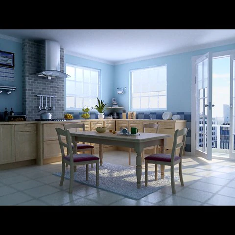 photorealistic dining room 0017 3D Model .c4d .max .obj .3ds .fbx .stl .blend 