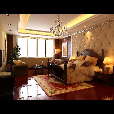 photorealistic bedroom 0023 3D Model .c4d .max .obj .3ds .fbx .stl .blend 