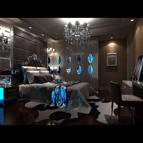 photorealistic bedroom 0035 3D Model .c4d .max .obj .3ds .fbx .stl .blend