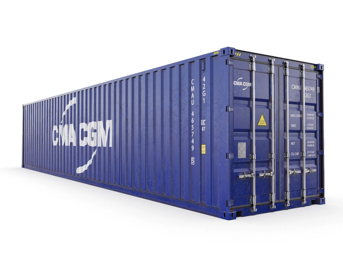 40 feet cma-cgm standard shipping container 3D Model .c4d .max .obj .3ds .fbx .stl .blend 
