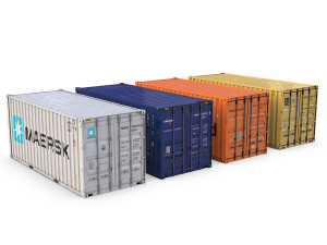 20 feet shipping container combo pack 3D Model
