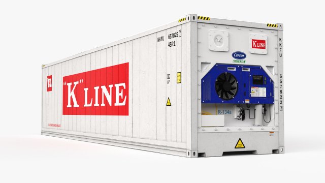 40ft K-LINE Container Reefer CARRIER Modello 3D .c4d .max .obj .3ds .fbx .stl .blend 