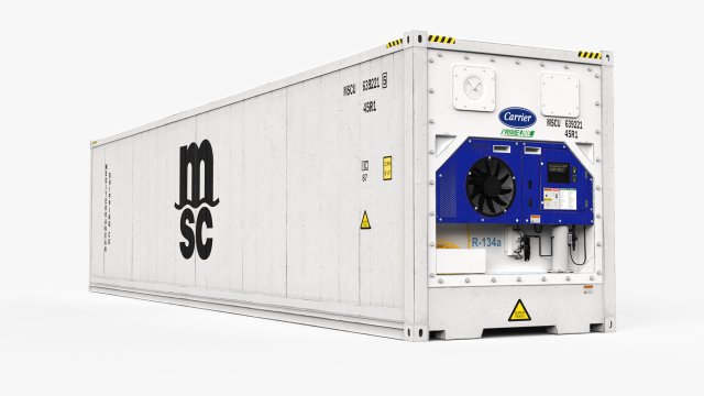 40ft MSC Container Reefer CARRIER 3D Model .c4d .max .obj .3ds .fbx .stl .blend 
