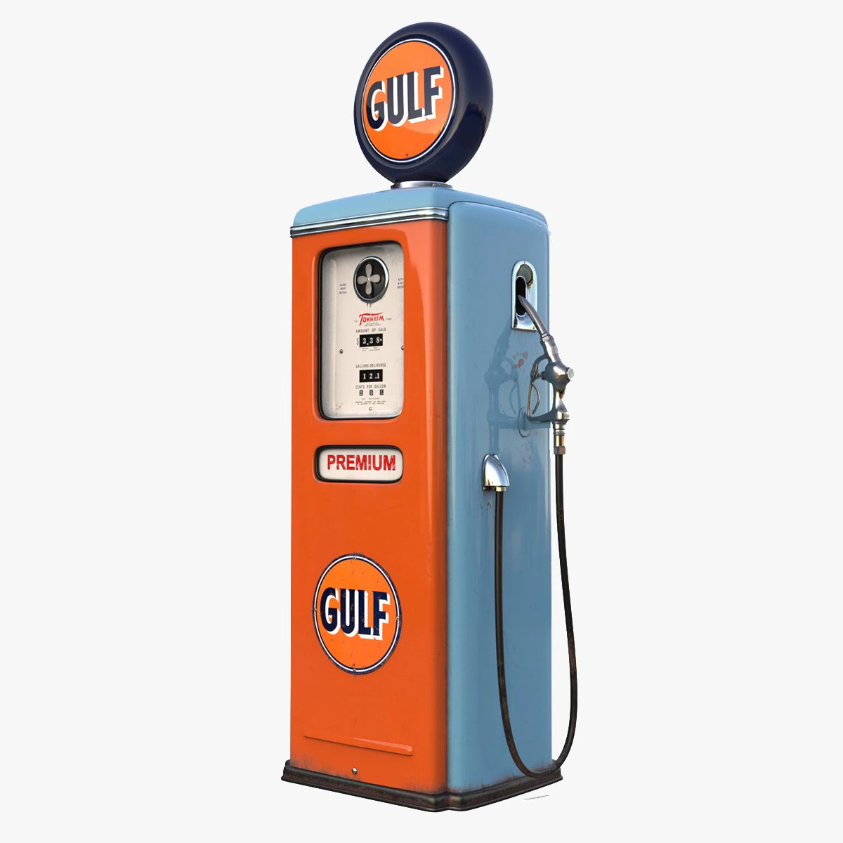 Vintage GULF Gas Pump 1948 3D Model .c4d .max .obj .3ds .fbx .stl .blend 