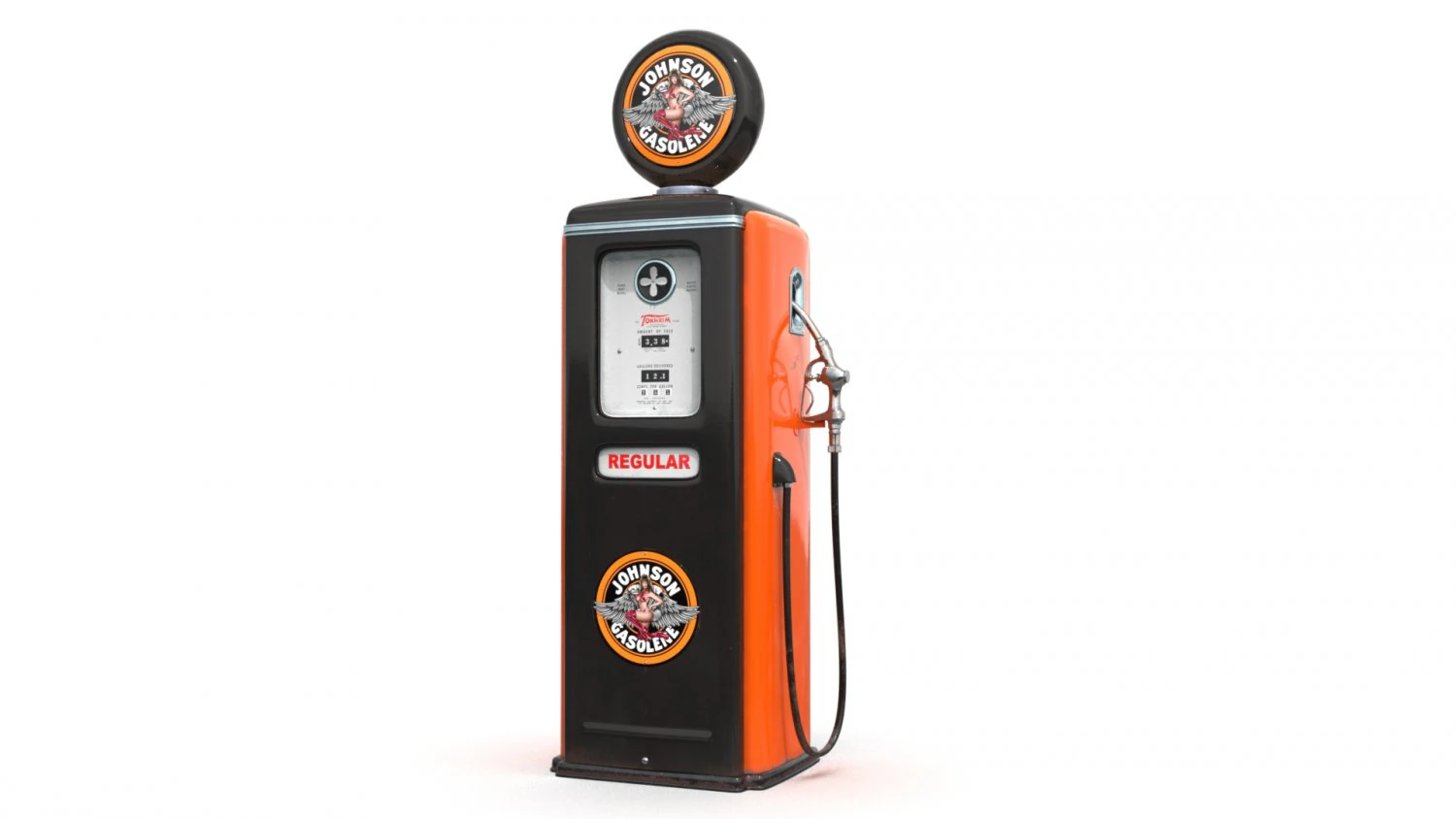 Vintage JOHNSON Gas Pump 3D Model .c4d .max .obj .3ds .fbx .stl .blend 