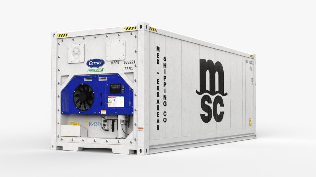 20ft MSC shipping Container Reefer CARRIER 3D Model .c4d .max .obj .3ds .fbx .stl .blend 