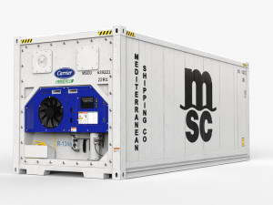 20ft MSC shipping Container Reefer CARRIER Modelo 3D