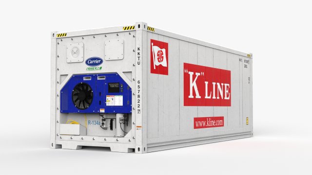 20ft K-LINE shipping Container Reefer CARRIER 3D Model .c4d .max .obj .3ds .fbx .stl .blend 