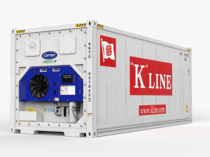 20ft K-LINE shipping Container Reefer CARRIER Modelo 3D