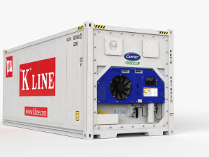 20ft K-LINE shipping Container Reefer CARRIER 3D Model