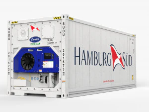 Cont&ecirc;iner Reefer de 20 p&eacute;s Hamburg Sud CARRIER Modelo 3D