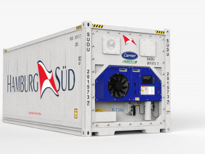 20ft Hamburg Sud shipping Container Reefer CARRIER 3Dモデル