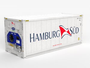20ft Hamburg Sud shipping Container Reefer CARRIER 3Dモデル