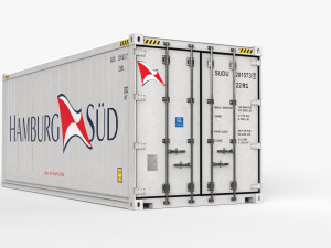 20ft Hamburg Sud shipping Container Reefer CARRIER 3Dモデル
