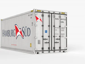 20ft Hamburg Sud shipping Container Reefer CARRIER 3D Model