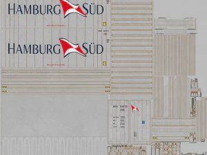 20ft Hamburg Sud shipping Container Reefer CARRIER 3D Model