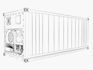 20ft Hamburg Sud shipping Container Reefer CARRIER 3D Model