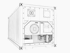20ft Hamburg Sud shipping Container Reefer CARRIER 3D Model