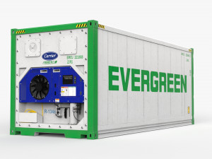 20ft EVERGREEN shipping Container Reefer CARRIER Modelo 3D