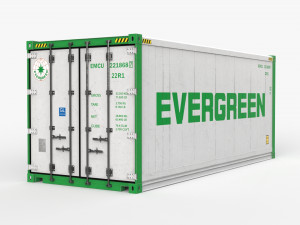 20ft EVERGREEN shipping Container Reefer CARRIER Modello 3D
