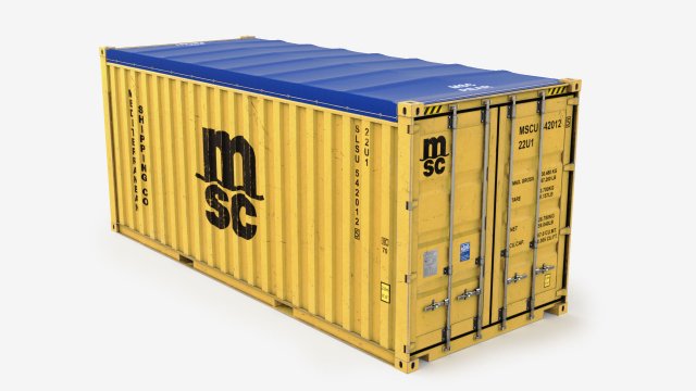 20ft MSC Open Top shipping Container 3D Model .c4d .max .obj .3ds .fbx .stl .blend 