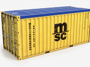 20ft MSC Open Top shipping Container 3D Model