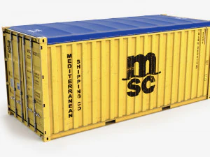 20ft MSC Open Top shipping Container 3D Model