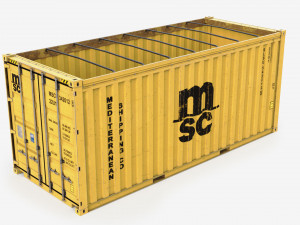 20ft MSC Open Top shipping Container 3D Model