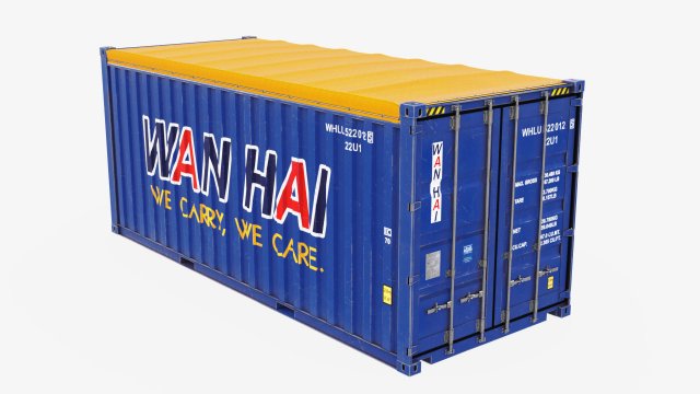 20ft Po Lloid Open Top shipping Container Model 3D .c4d .max .obj .3ds .fbx .stl .blend 