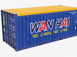 20ft Po Lloid Open Top shipping Container Model 3D