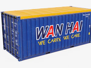 20ft Po Lloid Open Top shipping Container 3D Model