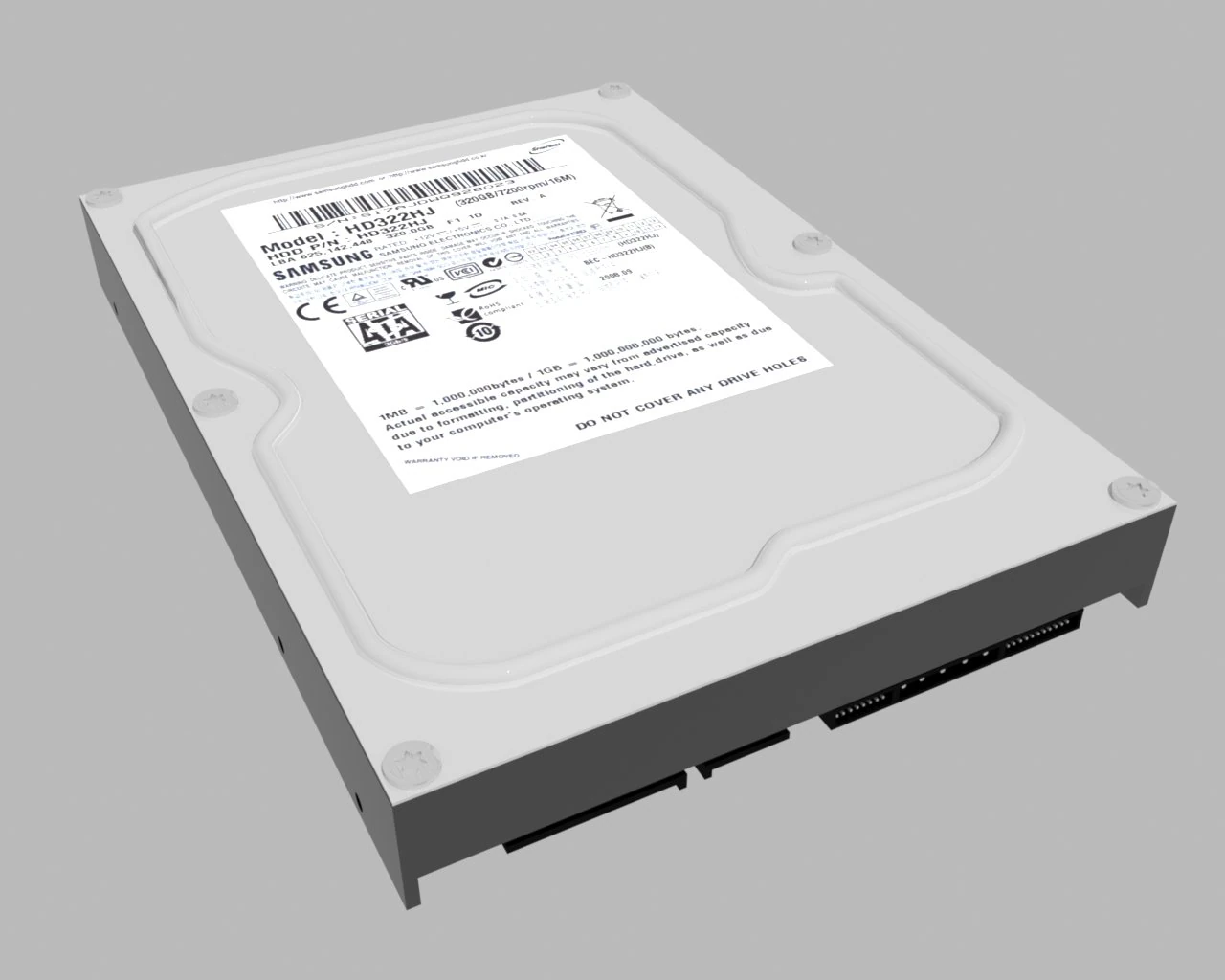hdd samsung 320gb 3D Model .c4d .max .obj .3ds .fbx .stl .blend 