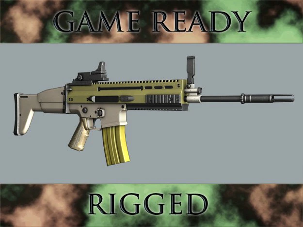 assault rifle 3D Model .c4d .max .obj .3ds .fbx .stl .blend 