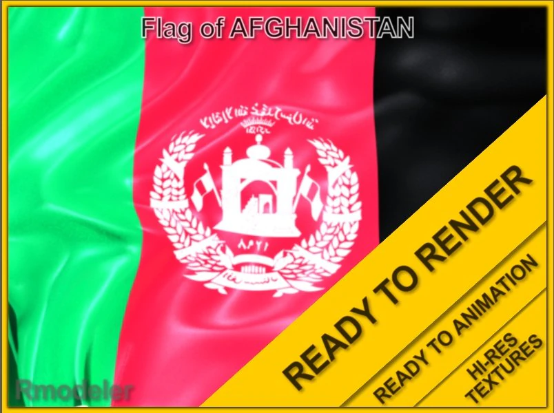 afghanistan flag 3D Model .c4d .max .obj .3ds .fbx .stl .blend 
