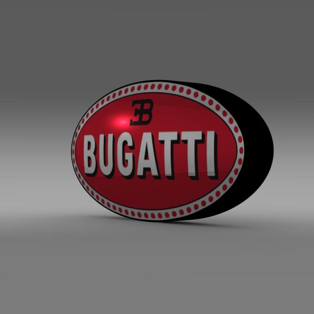bugatti logo 3D Model .c4d .max .obj .3ds .fbx .stl .blend 