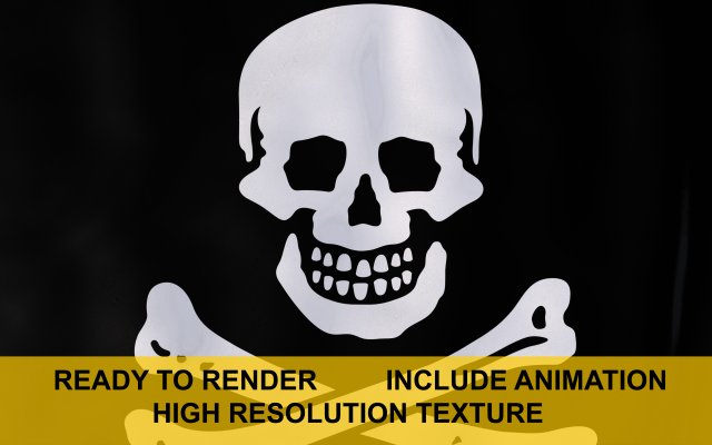 jolly roger 3d flag 3D मॉडल .c4d .max .obj .3ds .fbx .stl .blend 