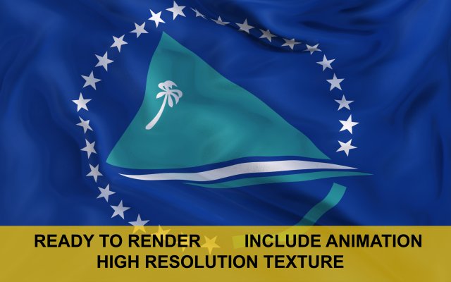 pacific community 3d flag 3D Model .c4d .max .obj .3ds .fbx .stl .blend 