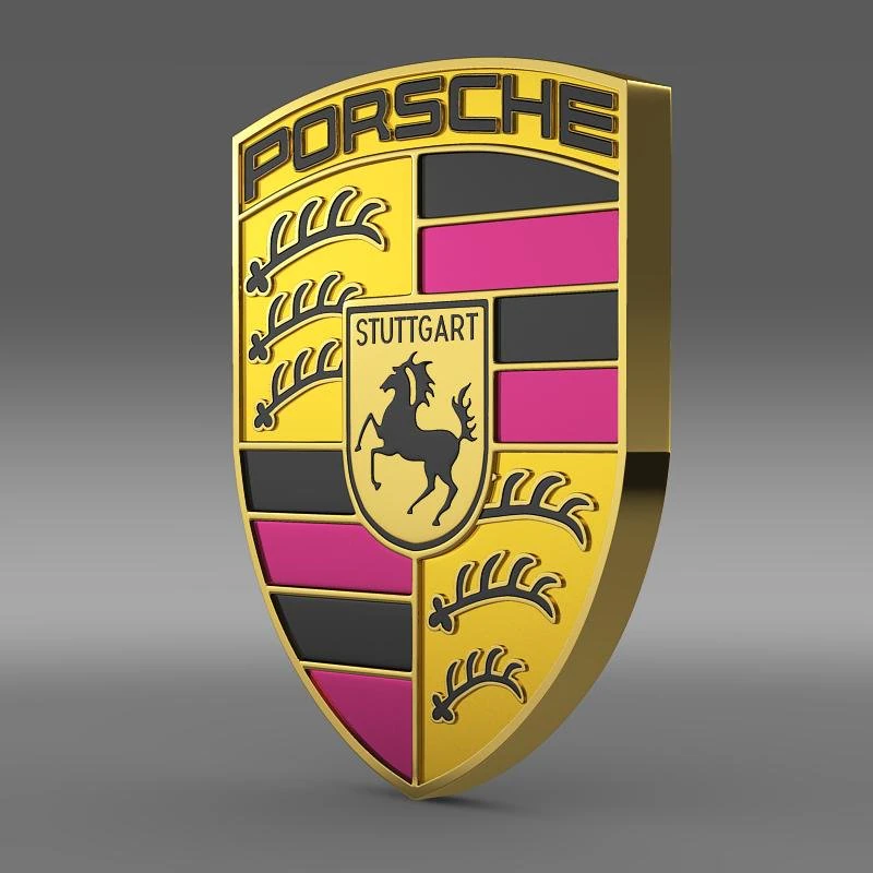 porsche logo 3D Model .c4d .max .obj .3ds .fbx .stl .blend 