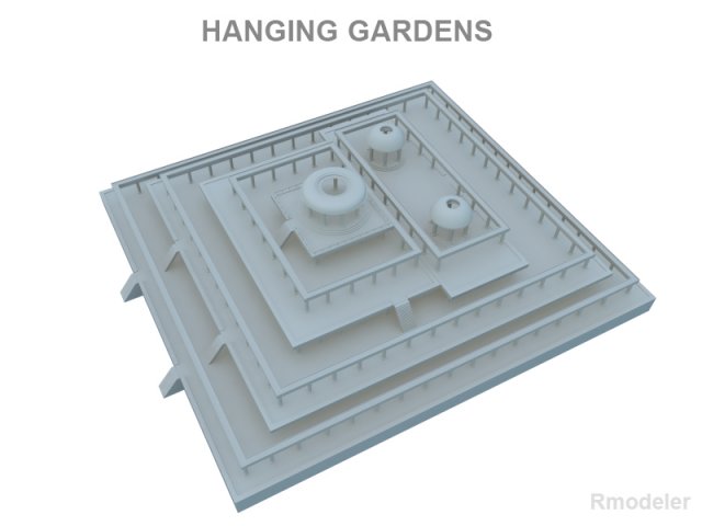 hanging gardens of babylon 3D Model .c4d .max .obj .3ds .fbx .stl .blend 