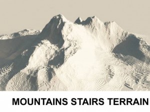 terrain mountains with stairs 3D Model