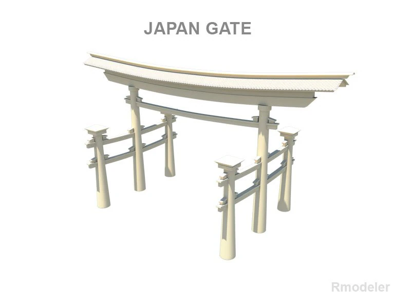 japan gate 3D Model .c4d .max .obj .3ds .fbx .stl .blend 