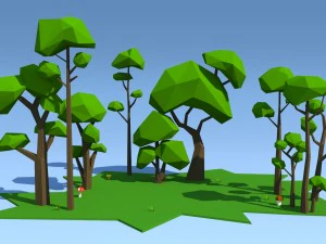 low poly trees pack 3D Model
