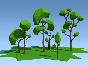 low poly trees pack 3D Model